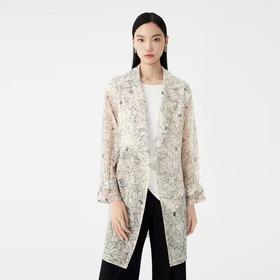 L2朗姿中长款风衣女印花垂感女装气质上衣 LAST02WBY121C01