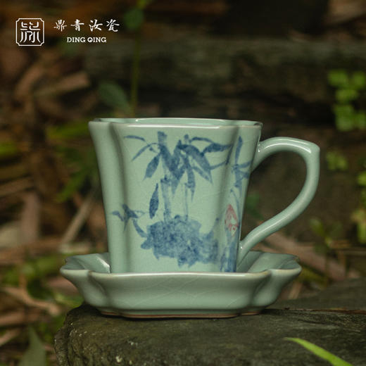 问鼎鼎青青花 四方葵口咖啡杯碟组（双清） 商品图2