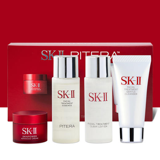 [小滋心选]【活动价￥139.9】新版SK-II中样旅行四件套神仙水30ml+清莹露30ml+洗面奶20g+面霜15g(滋润版) 商品图0