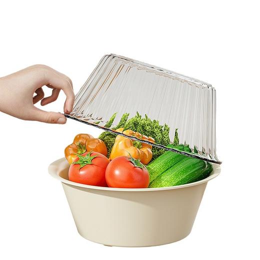 【食品级材质，夏日厨房必备！】新款双层果蔬沥水篮容量NYC，体积小巧方便收纳。一物多用。淘米、水果、蔬菜洗净无残留，掀盖立刻分离水与菜，八快速沥水让清洗再简单不过！ 商品图4