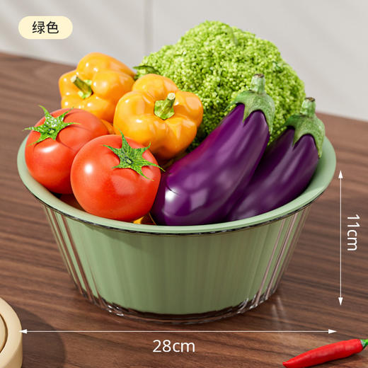 【食品级材质，夏日厨房必备！】新款双层果蔬沥水篮容量NYC，体积小巧方便收纳。一物多用。淘米、水果、蔬菜洗净无残留，掀盖立刻分离水与菜，八快速沥水让清洗再简单不过！ 商品图8