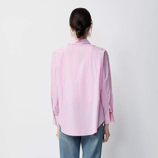 【100棉】罗蒙女士长袖衬衫精致简约舒适百搭商务休闲条纹衬衫女 商品图4