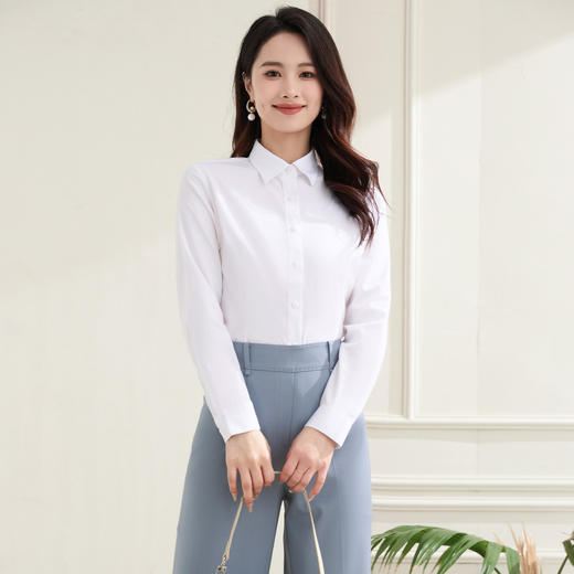 【防油防水防污】罗蒙女士长袖衬衫简约舒适商务通勤百搭衬衫衬衣女 商品图2