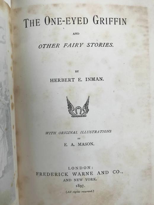 1897年 赫伯特·因曼《独眼狮身人面兽与其他故事》 约30幅插图 漆布精装32开 商品图3
