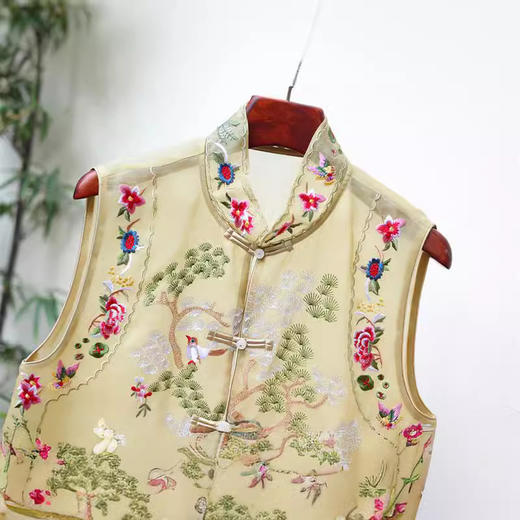 重工刺绣双层真丝欧根纱中式马甲背心FL6063 商品图2