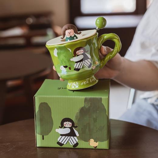 陶瓷杯子带盖勺马克杯可爱女生水杯家用办公室早餐咖啡杯 商品图1