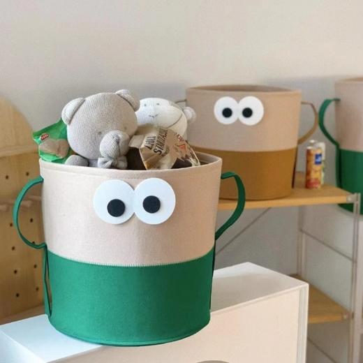 「买1送1！19.9到手两个」抖音小红书同款大容量看对眼大眼仔可折叠毛毡玩具杂物收纳整理脏衣篓 商品图3