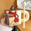 创意复古女孩陶瓷水杯耐高温马克杯子带盖勺高档办公室牛奶杯茶杯 商品缩略图5