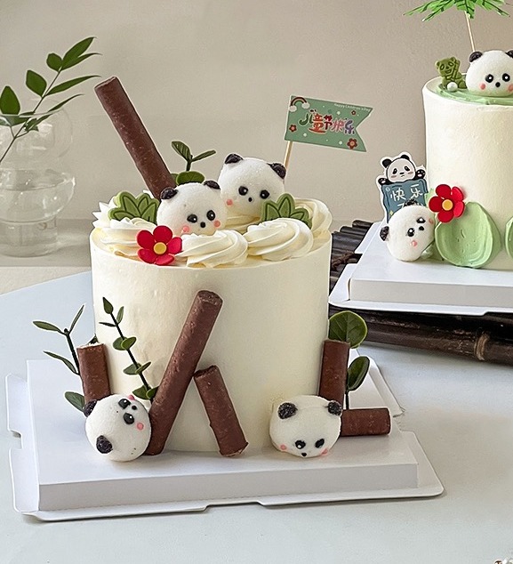 【六一儿童节】国风可爱熊猫竹子蛋糕