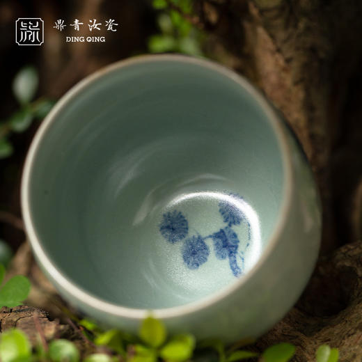 问鼎鼎青青花金钟杯（鹤侣）（博古花卉） 商品图1