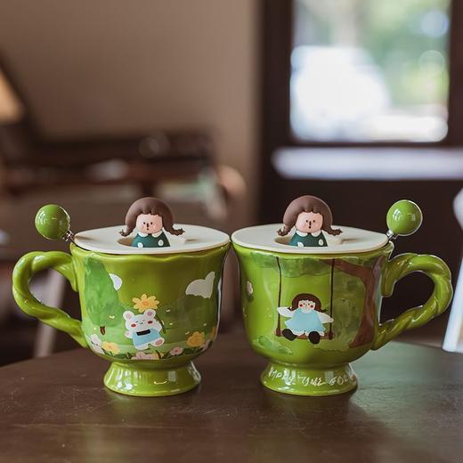 陶瓷杯子带盖勺马克杯可爱女生水杯家用办公室早餐咖啡杯 商品图5