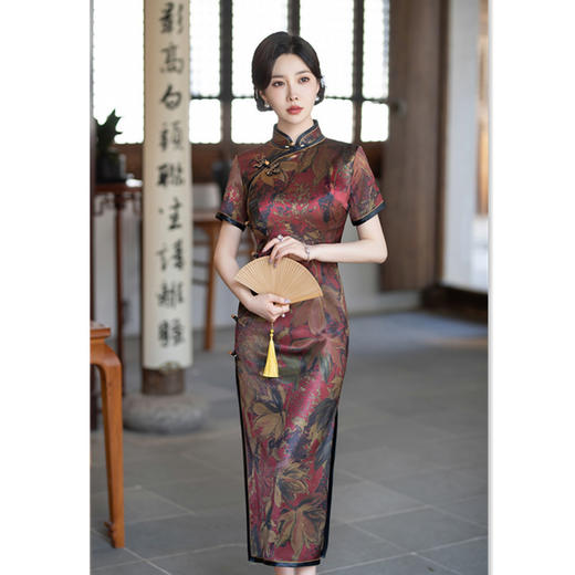 SYK582485老上海复古国风改良旗袍2024夏季新款中老年女士妈妈宴会中式旗袍 商品图3