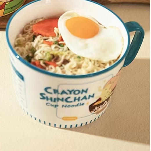 蜡笔小新日式泡面碗陶瓷带盖宿舍用饭碗学生大号泡面杯可爱 商品图5