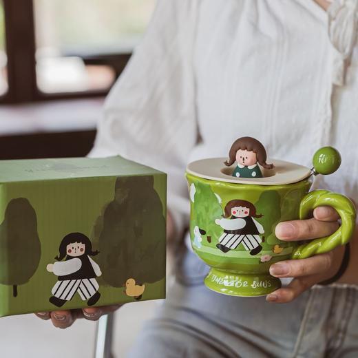 陶瓷杯子带盖勺马克杯可爱女生水杯家用办公室早餐咖啡杯 商品图4