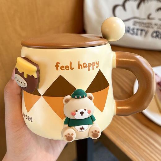 马克杯带盖勺女生可爱杯子陶瓷情侣水杯办公室咖啡杯学生 商品图1