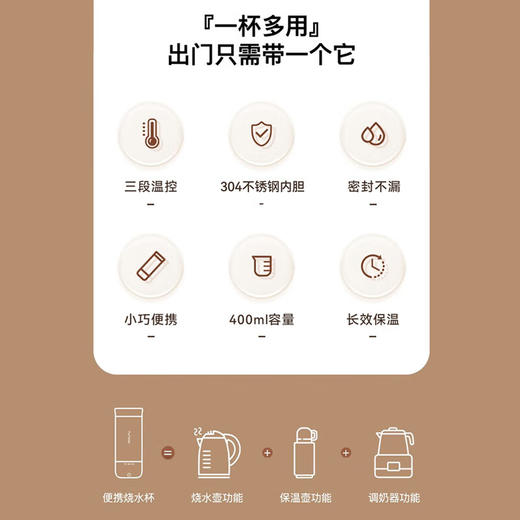 【小家电】Abereve艾贝丽电热水杯热水壶便携式旅行加热家用烧水保温杯外出迷你水杯ABL-BX17 HF 商品图2