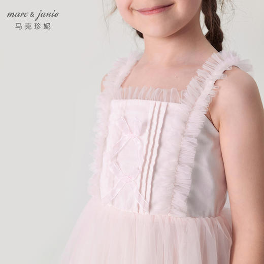 马克珍妮2024年夏装新款 女童甜美蝴蝶结吊带网纱连衣裙 240871 商品图4