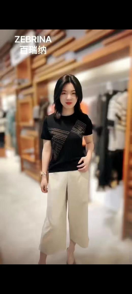 5F 百瑞纳 圆领半袖针织工艺衫 商品图0