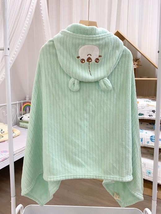 2024新款松植屋新款珊瑚绒小熊连帽浴巾斗篷 A类母婴级标准 男童女童连帽设计清新可爱 商品图5