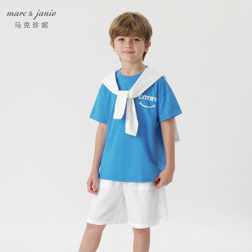 马克珍妮夏装新款 男童落肩印字全棉短袖T恤230689 商品图2