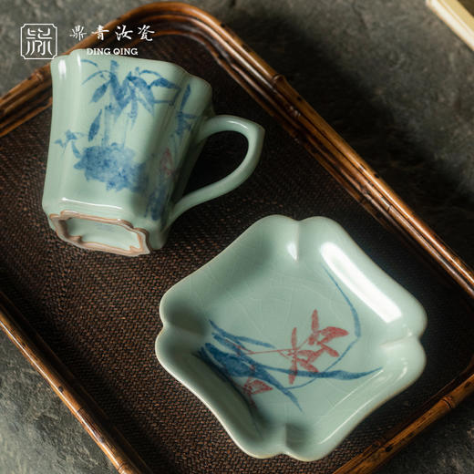 问鼎鼎青青花 四方葵口咖啡杯碟组（双清） 商品图1