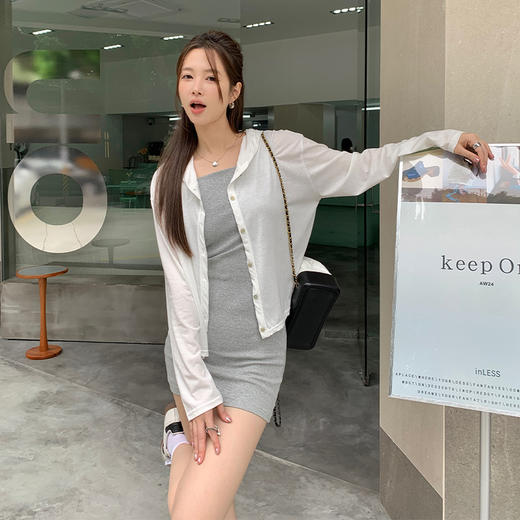 【2026夏季】丝光竹节棉・连帽开衫 时尚连帽空调衫 宽松休闲百搭竹节棉纽扣长袖开衫外穿 商品图1