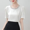 SMZ17349韩国chic法式重工钉钻圆领衬衣高级感气质泡泡袖显瘦时尚上衣女装 商品缩略图2