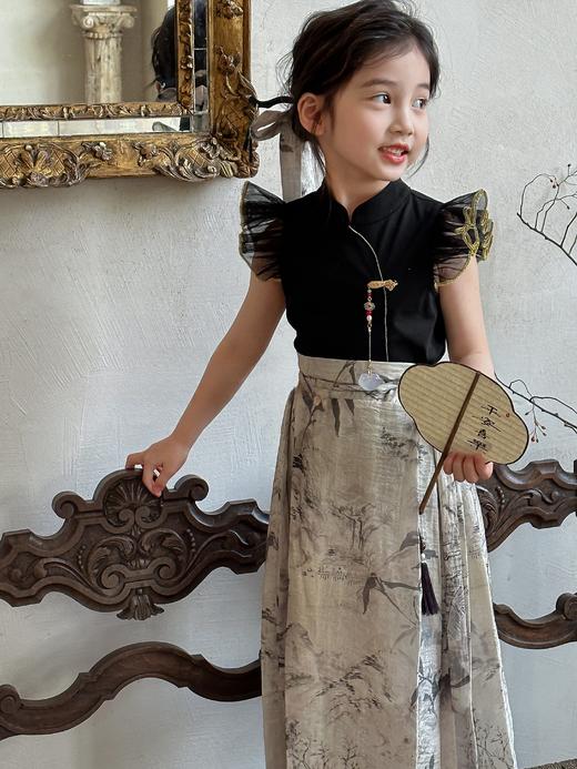 【非质量问题不退换】中式小飞袖上衣 中式泡泡袖上衣 墨白马面裙 粉锦半裙 粉锦长裙 商品图4