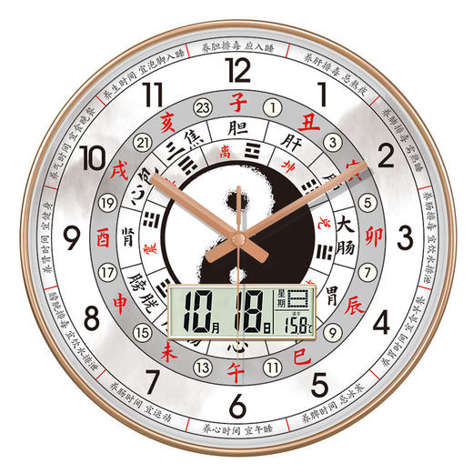 子午流注钟表中医养生家用时钟十二时辰静音客厅24小时美容院挂钟 商品图2