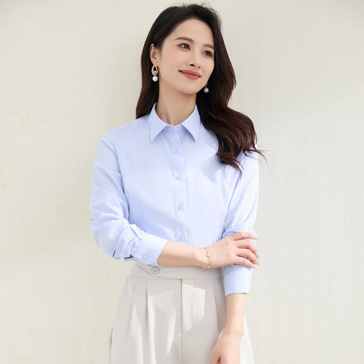 【防油防水防污】罗蒙女士长袖衬衫简约舒适商务通勤百搭衬衫衬衣女 商品图4