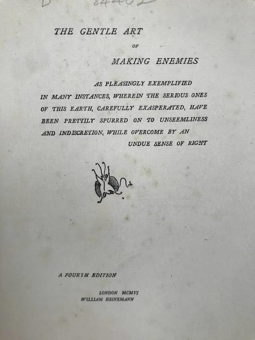 1906年 詹姆斯·惠斯勒文集《树敌的温和艺术》 布脊精装32开 商品图2