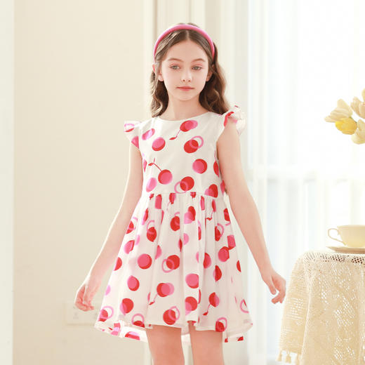 mettekids女童连衣裙2024夏季新款儿童公主裙女孩小飞袖纯棉裙子 商品图2