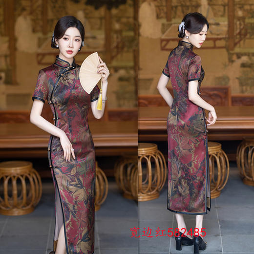 SYK582485老上海复古国风改良旗袍2024夏季新款中老年女士妈妈宴会中式旗袍 商品图1