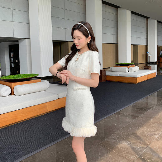 [奢姿轻奢系列]大码女装2025夏季镂空裙子胖妹妹时尚小香风连衣裙8942890073【1】 商品图7