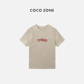 COCO ZONE '字母撞色“100棉字母圆领T恤百搭短袖上衣CC2B1039