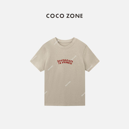 COCO ZONE '字母撞色“100棉字母圆领T恤百搭短袖上衣CC2B1039 商品图0
