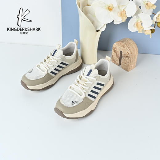 经典鲨2024年时尚拼色韩版平底男士平底休闲跑步鞋KW10-D26061 商品图0