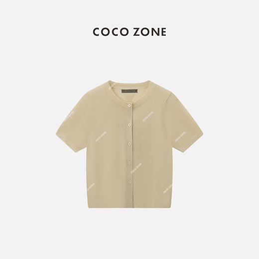 COCO ZONE "出圈上衣”夏季圆领单排扣针织衫显瘦短袖上衣CC2B0958 商品图0