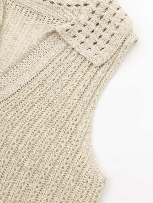 COCO ZONE "森林复古“莱塞尔亚麻混纺镂空时尚无袖针织衫CC1B1129 商品图5