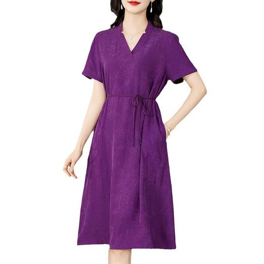 LS双面双穿冠乐绉真丝香云纱连衣裙女夏大码气质显瘦桑蚕丝妈妈裙子 商品图4