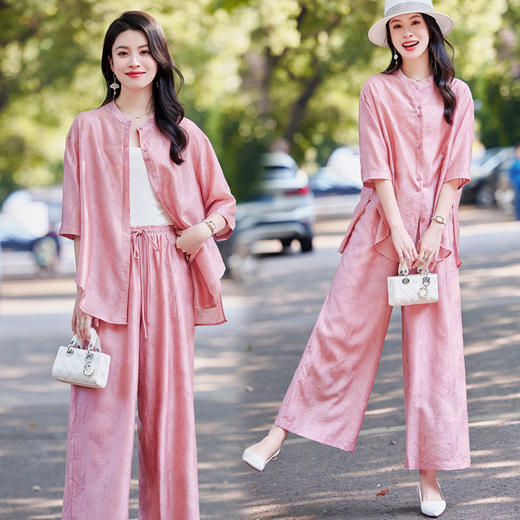 时尚洋气防晒衬衫，天丝阔腿裤两件套HR-SYY2608 商品图1