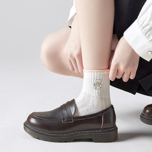 刺绣中筒小白袜无骨精梳棉袜【2412207/8/9】 商品图2