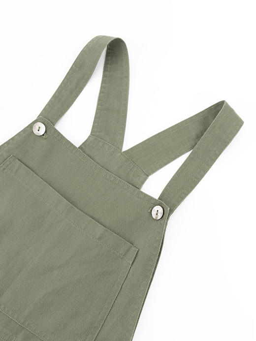 COCO ZONE “绿麻背带裤”夏季设计感直筒背带裤宽松显瘦阔腿裤CC2B1063 商品图5