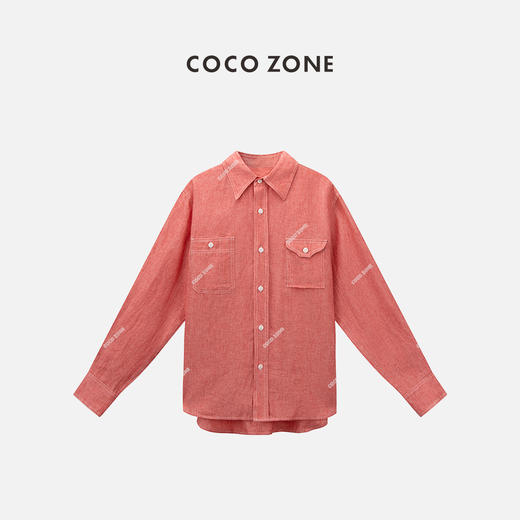 COCO ZONE "奶欲衬衫”时尚翻领单排扣衬衣宽松显瘦长袖上衣CC2B0871 商品图0
