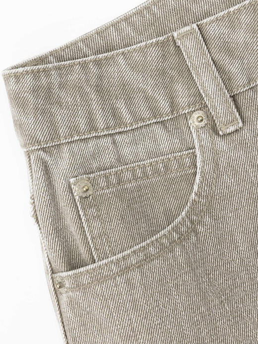 COCO ZONE "灰咖牛“100棉复古显瘦休闲裤简约直筒裤CC1B1275 商品图5