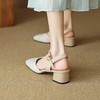 【预售5天】韩版羊皮包头凉鞋女夏季粗跟中跟一字扣气质后空单鞋温柔通勤CQSJ&HL-3280 商品缩略图3