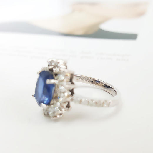 【天然正品】收藏级天然约2克拉无烧蓝宝石AU750白金镶钻戒指8.5号（戒圈可改） 080823NJS16+ 商品图3