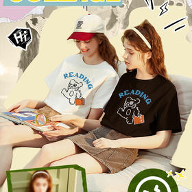 新款韩版半袖 卡通购物袋小熊经典宽松T恤女夏季中长款棉夏季上衣