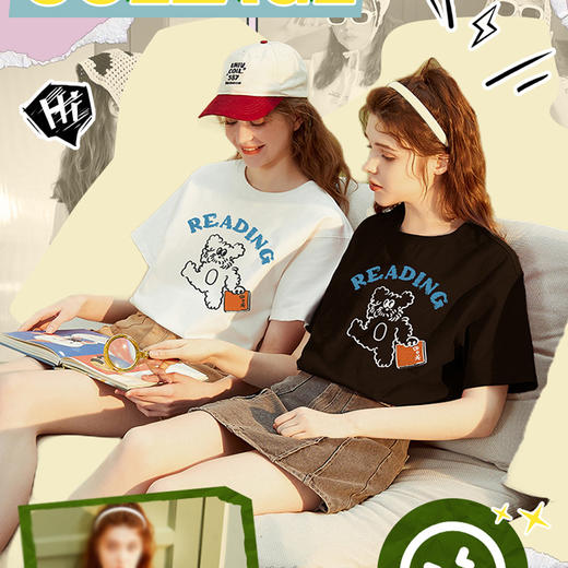 新款韩版半袖 卡通购物袋小熊经典宽松T恤女夏季中长款棉夏季上衣 商品图0