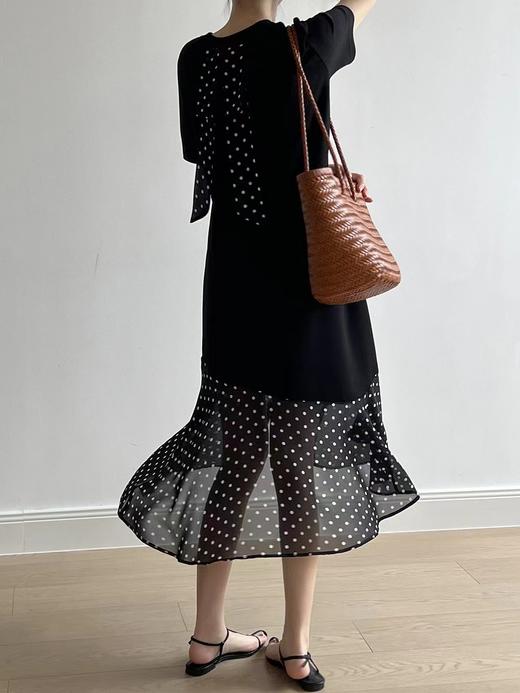 梦露波点拼接鱼尾连衣裙夏季优雅永不过时 商品图7